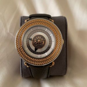 Versace Medusa leather strap watch